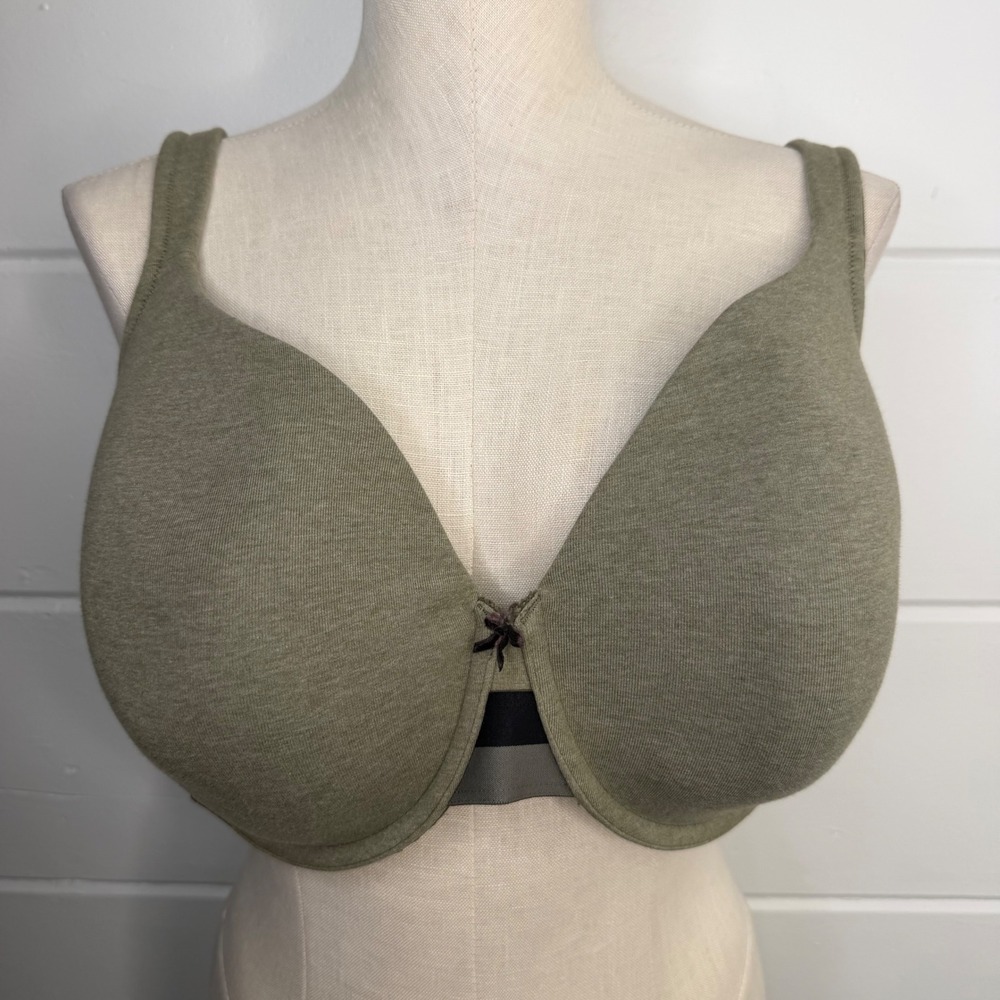 Cacique Lane Bryant 44DD Full Coverage Bra Green Black Cotton